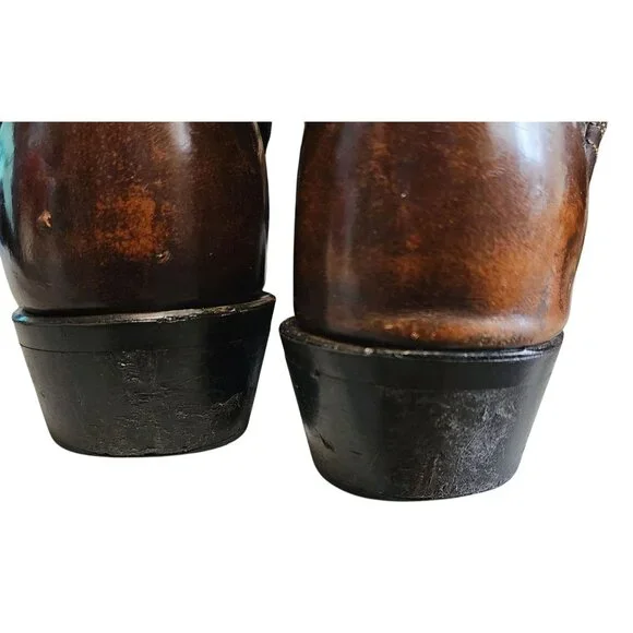 VTG Brown Leather Cowboy Boots Size 10B Man-Made Sole Comfortable Durable Style - Picture 5 of 5